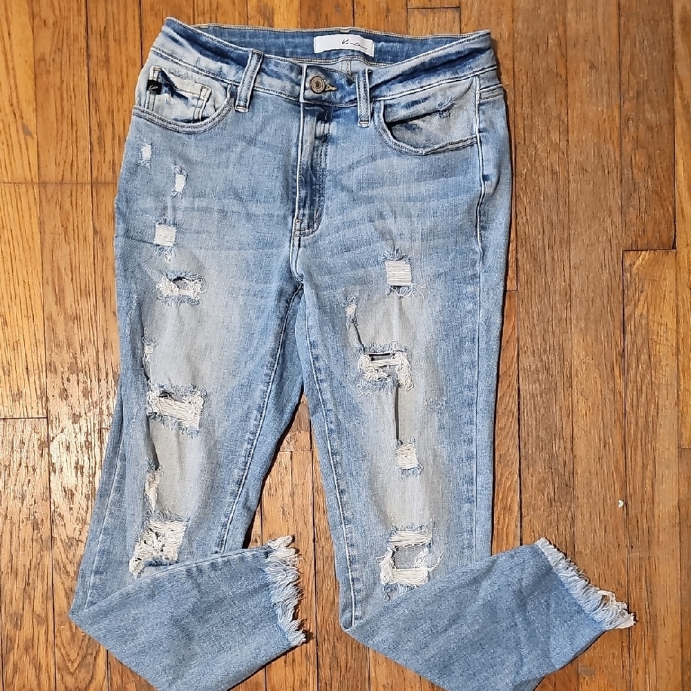 Distressed Blue Jeans